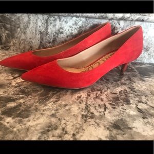 Sam Edelman pointed toe red kitten heels